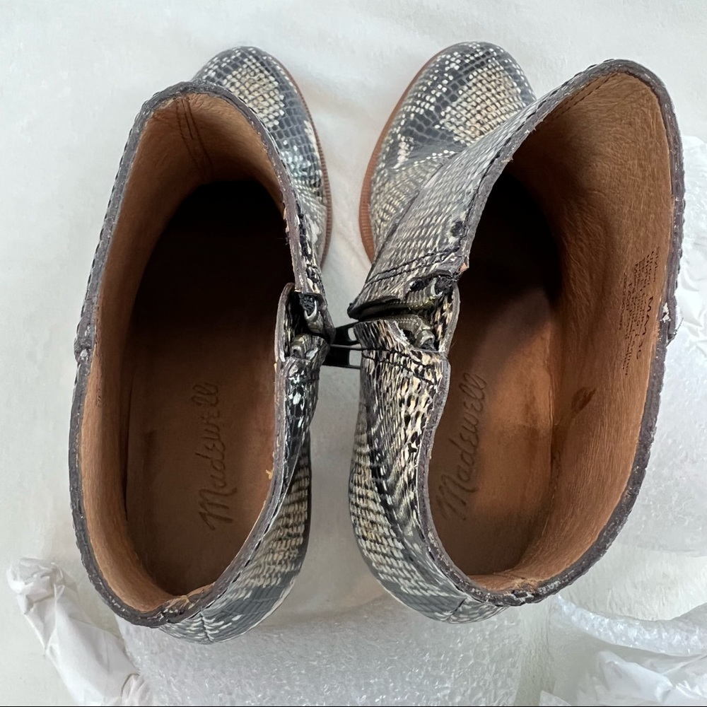 Madewell The Rosie Snakeskin Embossed Blocked Heel Ankle Booties Size 5.5M - Picture 10 of 16